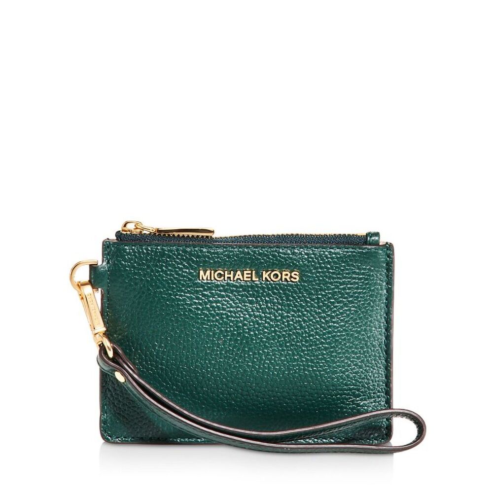 MICHAEL MICHAEL KORS Small Leather Card Holder Wristlet Green NEW NWT